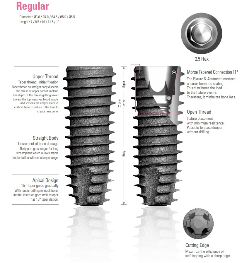 Dio UFII SLA HSA Implant Compatible Hiossen ET Osstem TS Ø5.0 L8.5